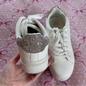 White rhinestone back sneakers a new day